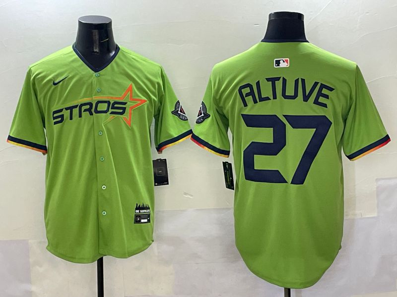 Men Houston Astros #27 Altuve Green three generations Joint Name 2025 Nike MLB Jersey style 1